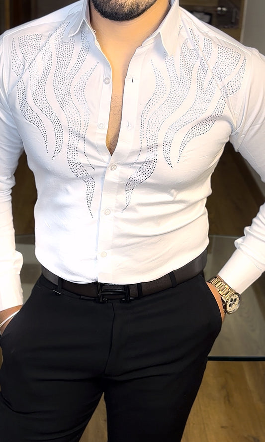 Radiant Giza Cotton Lycra Shirt - White