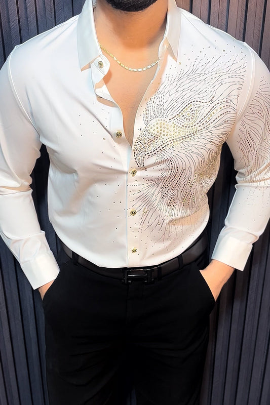 Eagle Jacquard Shirt - WHITE