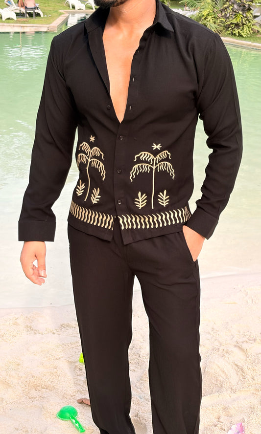Krabi Linen Textured Coord set - BLACK