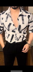 Alpha Abstract Pearl Shirt- White