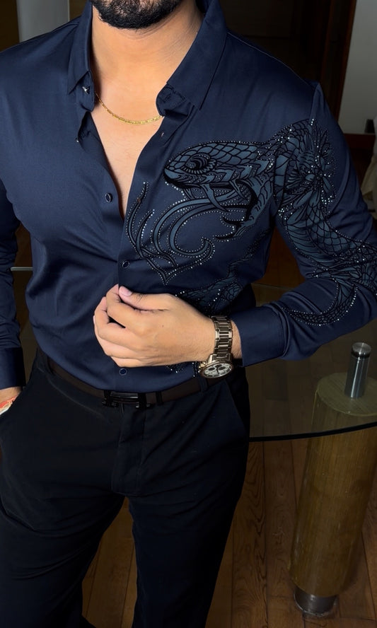 Cobra Devil Jacquard Shirt - NAVY