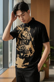 Lion Premium Half Sleeves Tshirt - Gold Black
