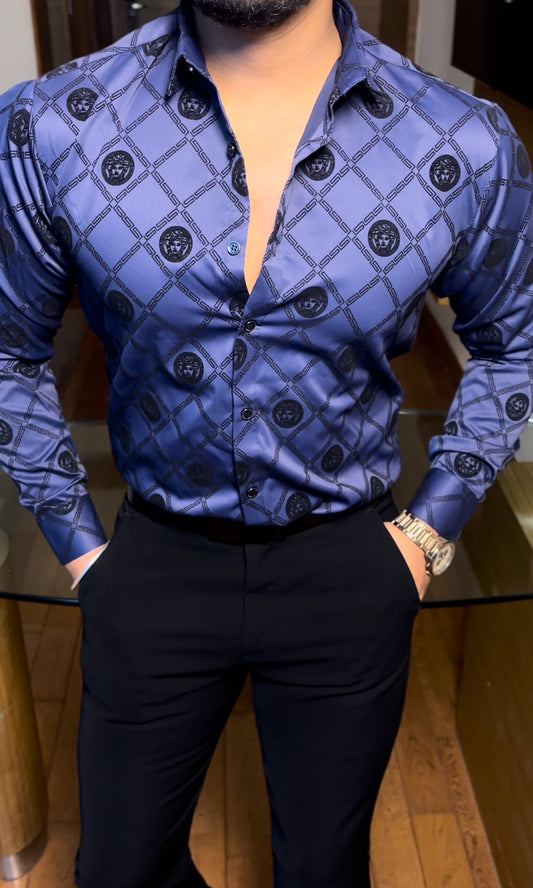 Versa Jacquard Shirt - Navy