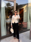 Rose Draped Stretchable Top - BEIGE