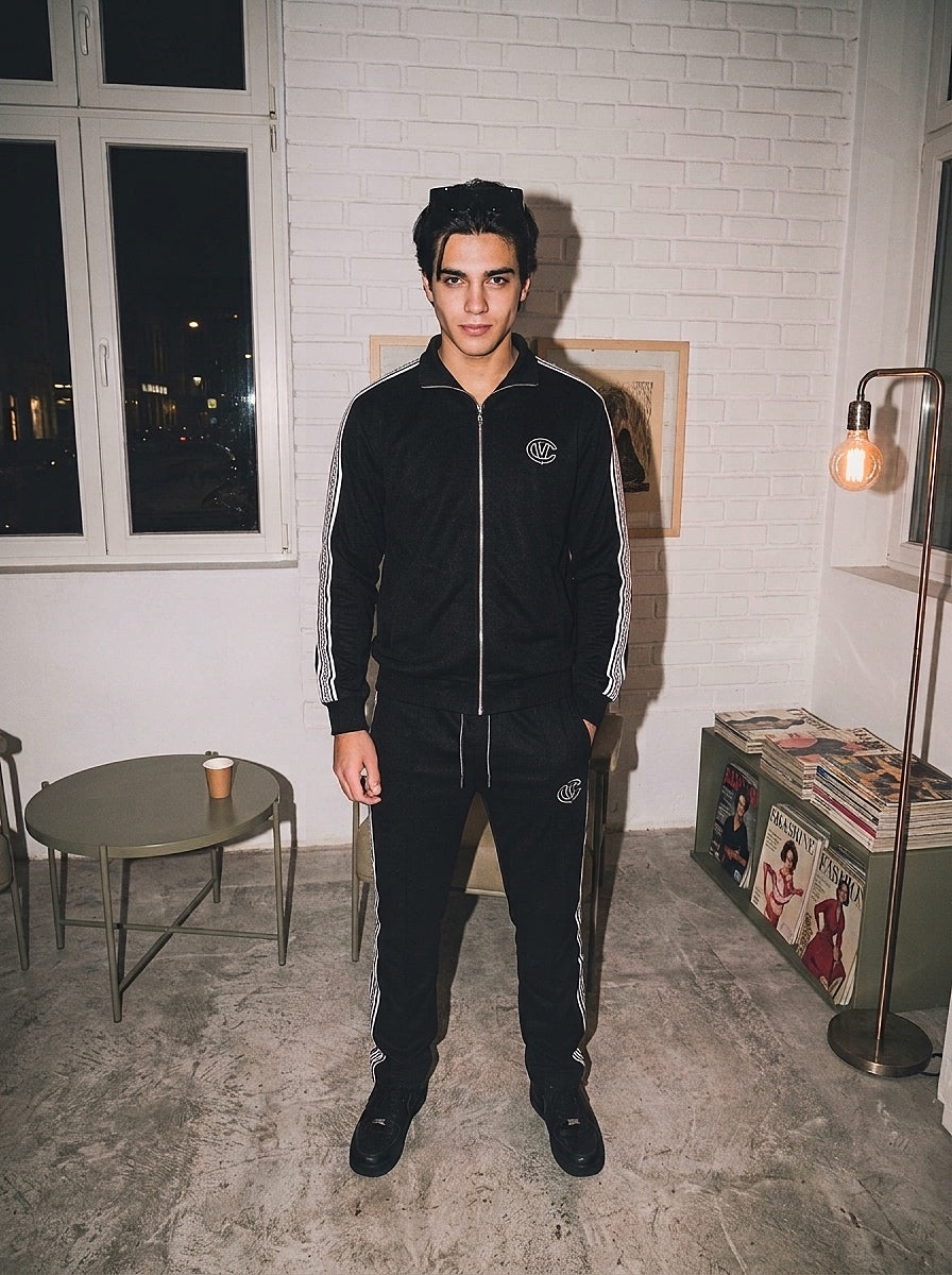 Vellante Striped Premium Tracksuit - Black