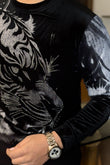 Velvet Swarovski Tiger Side Face Full Sleeves Print Sweatshirt