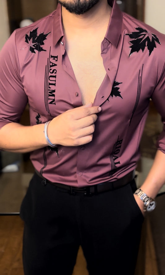 Paris Petal Jacquard Shirt - WINE