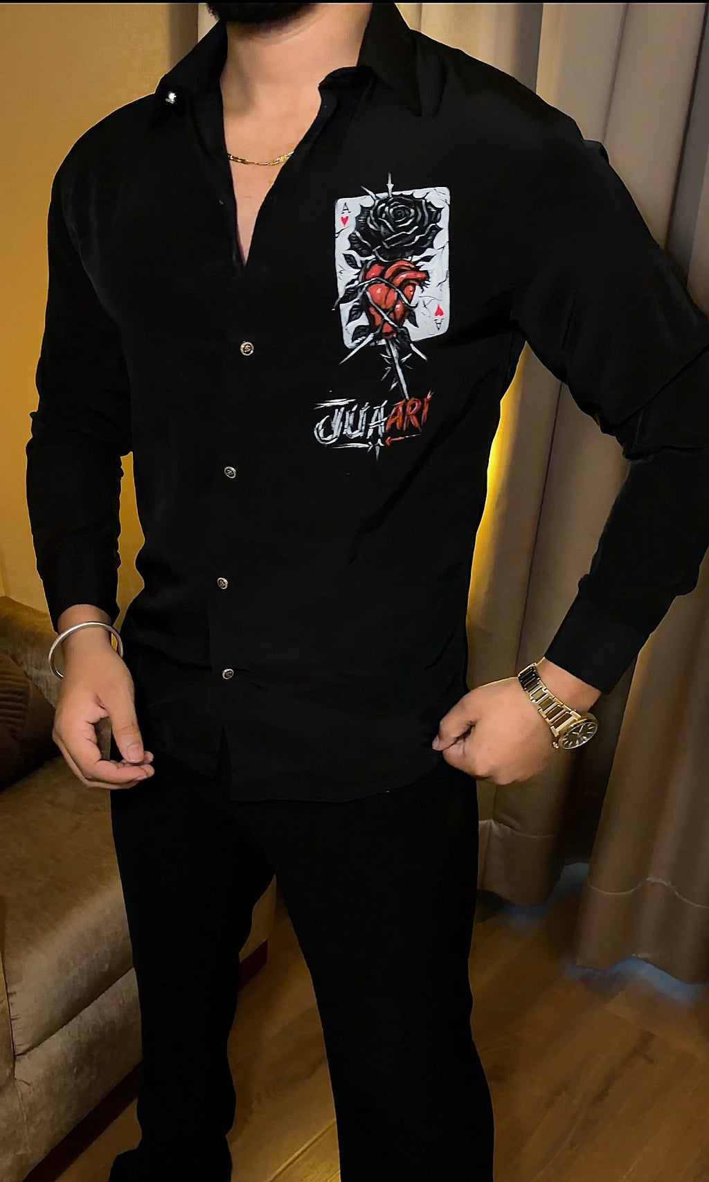 Juaari Festive Hand Painted Xclusive Shirt - Black
