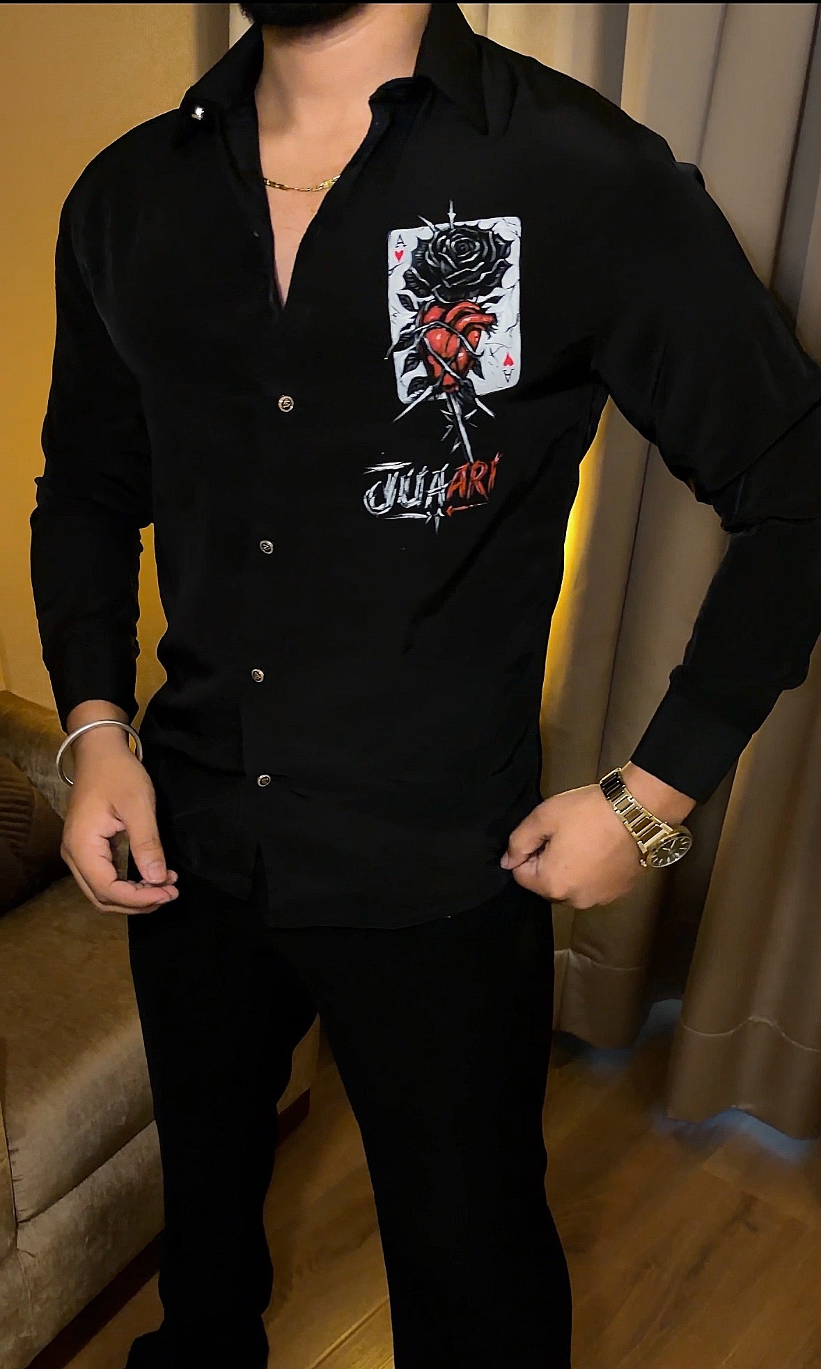 Juaari Festive Hand Painted Xclusive Shirt - Black