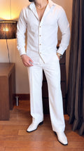 Japanese Shirt and White Trouser Coord set - WHITE