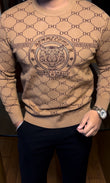 Velvet Print Sweatshirt - Mustard