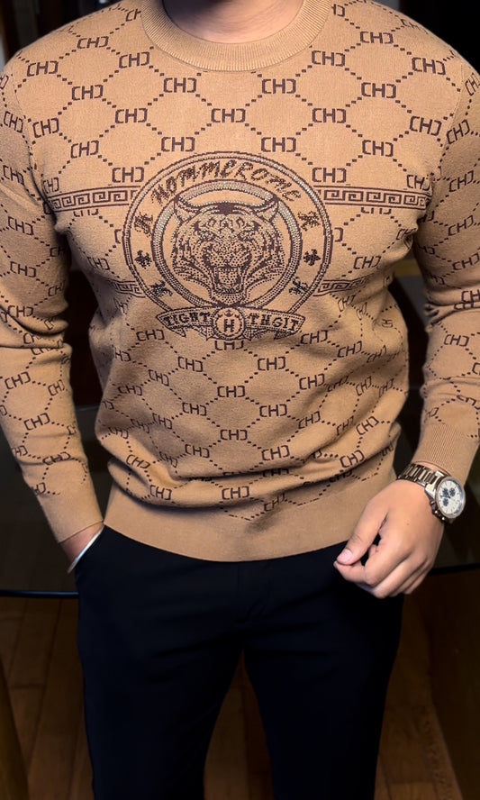 Velvet Print Sweatshirt - Mustard