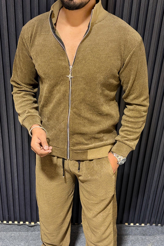 Oversized Solid Jacquard Tracksuit - Pista