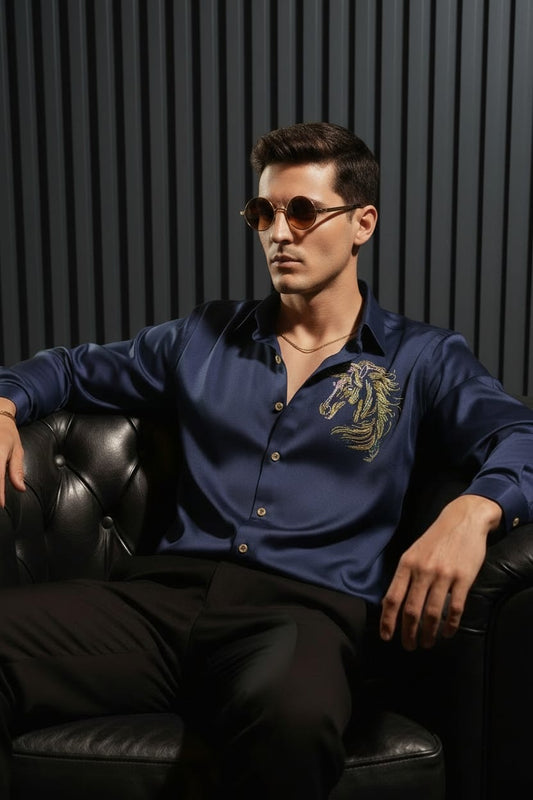 Horse Japanese Lycra Shirt - NAVY