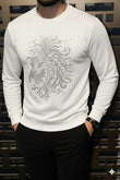 Lion Roar Swarovski Sweatshirt - Ivory White