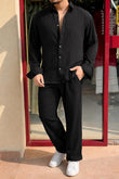 Turkey Linen Textured Coord set - BLACK