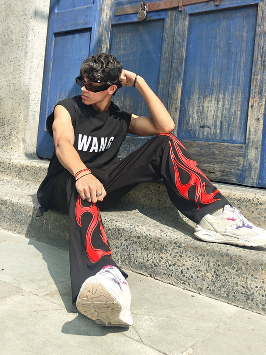 Flame Unisex Straight Fit Baggy Pants