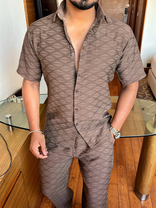 Short Sleeve Coord Set – Brown
