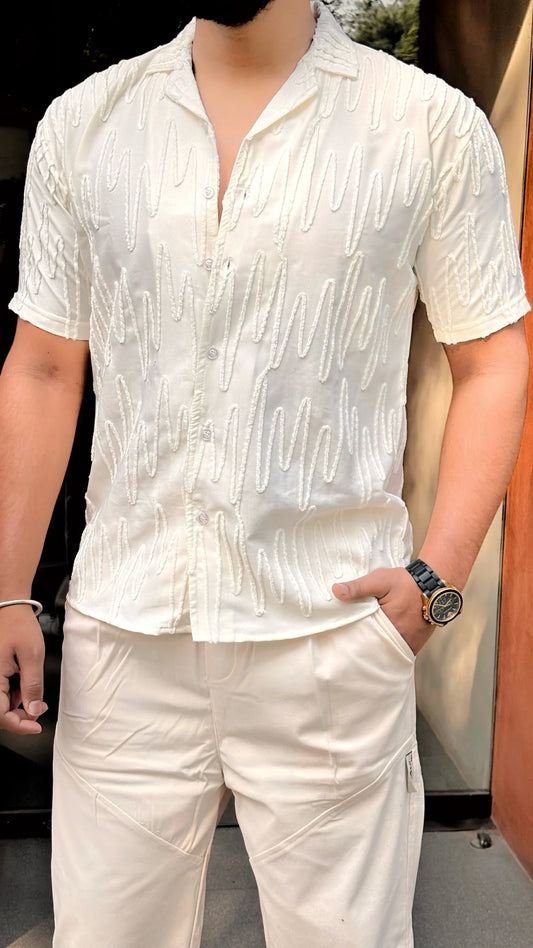 Saudi Embroidered Infinity Shirt - BEIGE