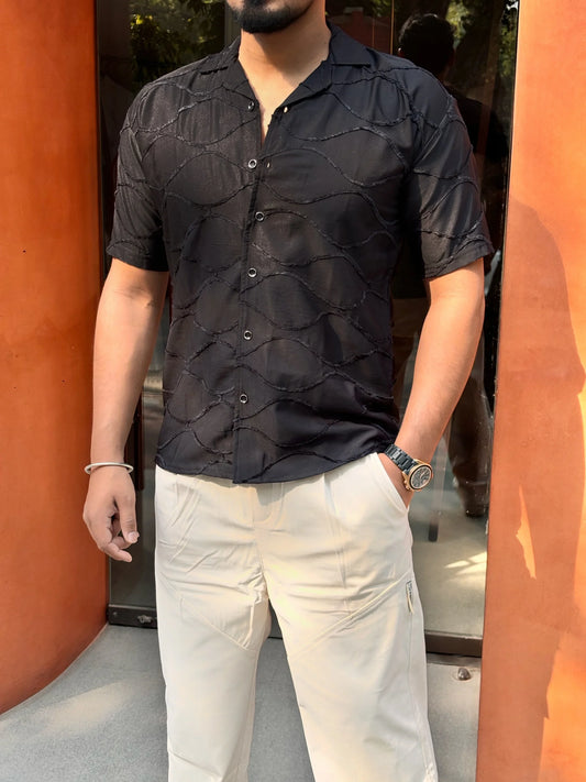 Saudi Embroidered Infinity Shirt - BLACK