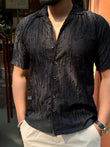 Saudi Embroidered ZigZag Shirt  – BLACK