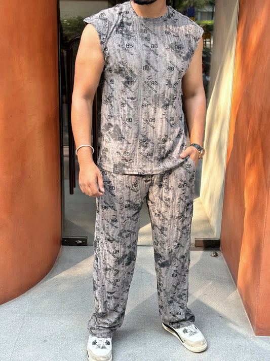 Santorini Tank Textured Coord Set – CHARCOAL