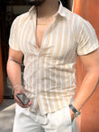 Prague Linen Stripe Shirt - CORAL