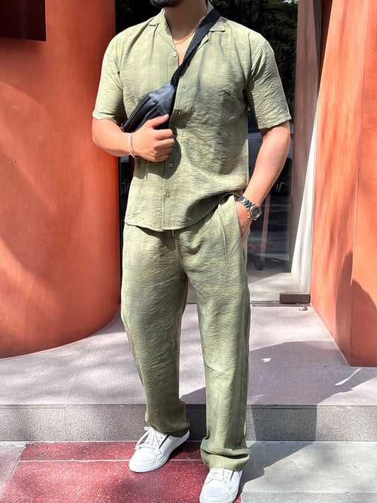 Tokyo Linen Textured Coord Set – Olive