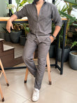 Turkey Linen Textured Coord set - LIGHT GREY