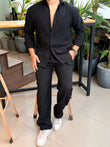 Turkey Linen Textured Coord set - BLACK