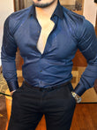 Radiant Giza Cotton Lycra Shirt - Navy