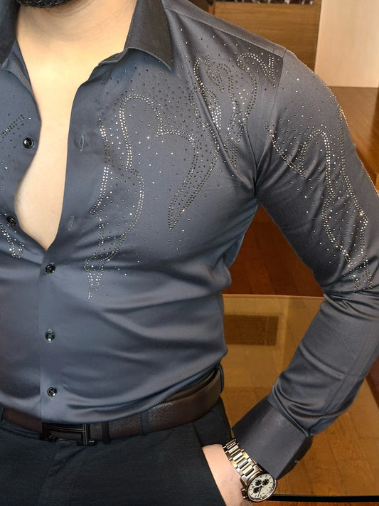 Radiant Giza Cotton Lycra Shirt - Charcoal