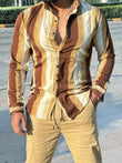 Dusty Brown Striped with Swarovski Regular Fit Casual Shirt