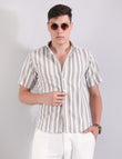 Linen Shirt Textured Stripe - Steel