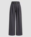 Pleated Pants With Belt - Grey