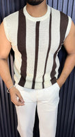 ZFJY KNITTED STRIPE SANDO TSHIRT - WHITE