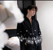 DUBAI LINEN EMBROIDERED SHIRT - BLACK