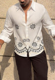 Laos Linen Embroided Shirt - WHITE