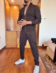 Zig zag embossed tracksuit - brown