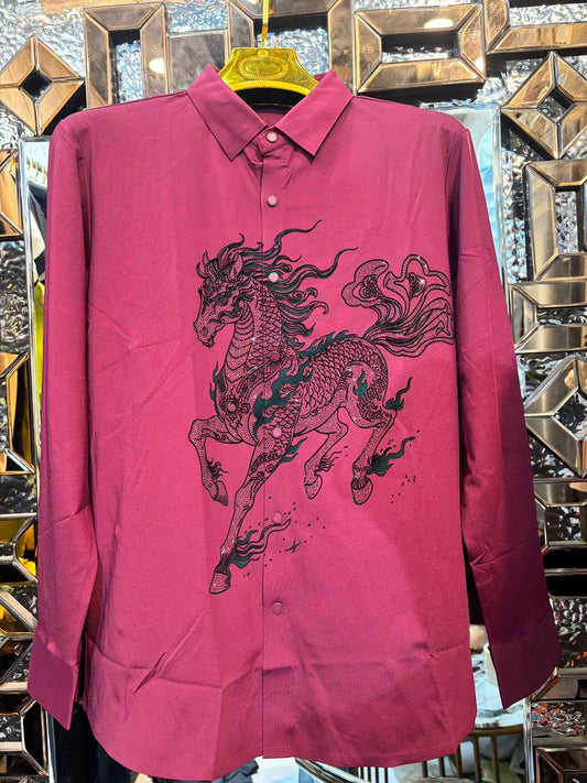 Stallion celestiol jacquard shirt - WINE
