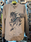 Stallion celestiol jacquard shirt - CAMEL
