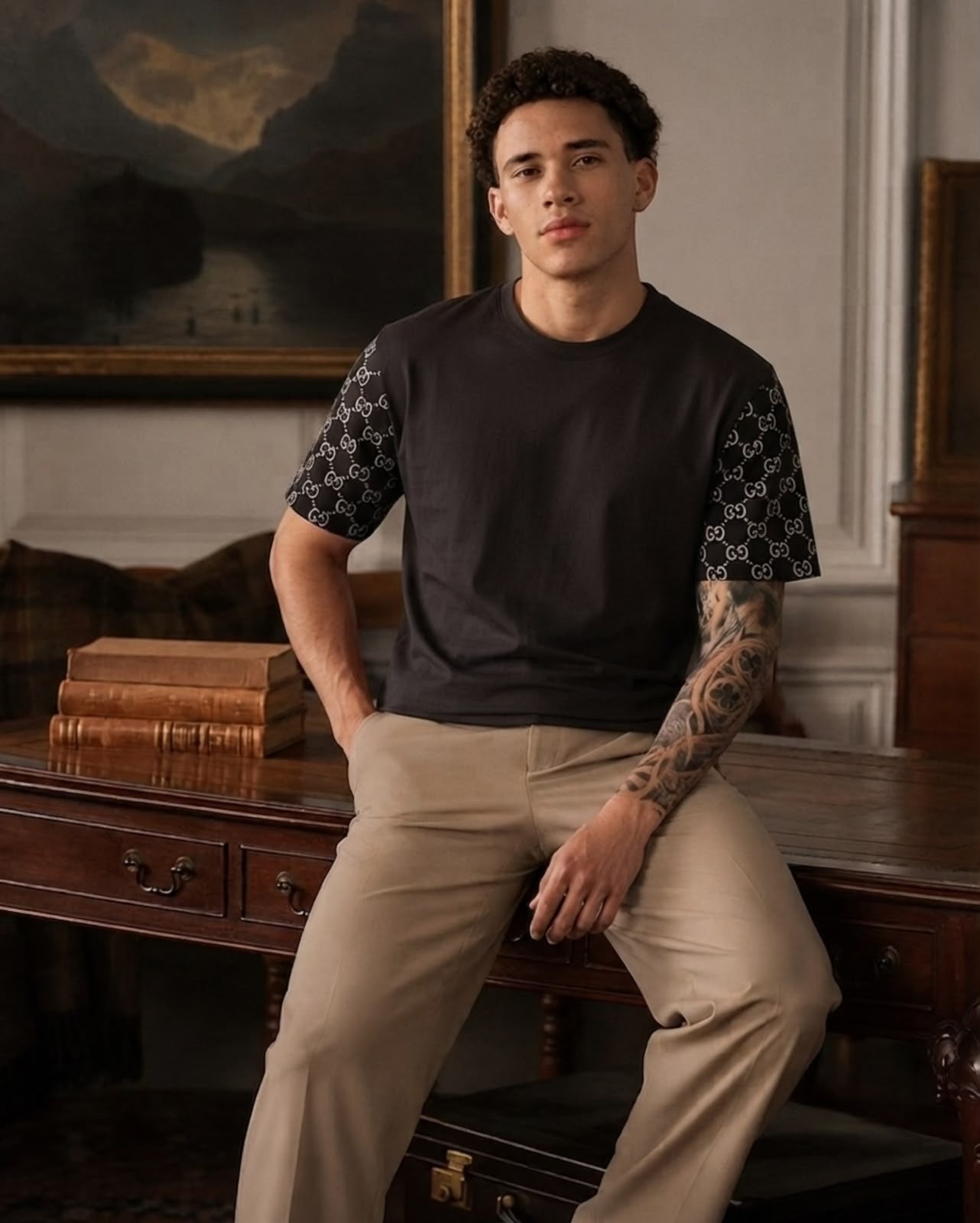 Monogram Edge T shirt - Black