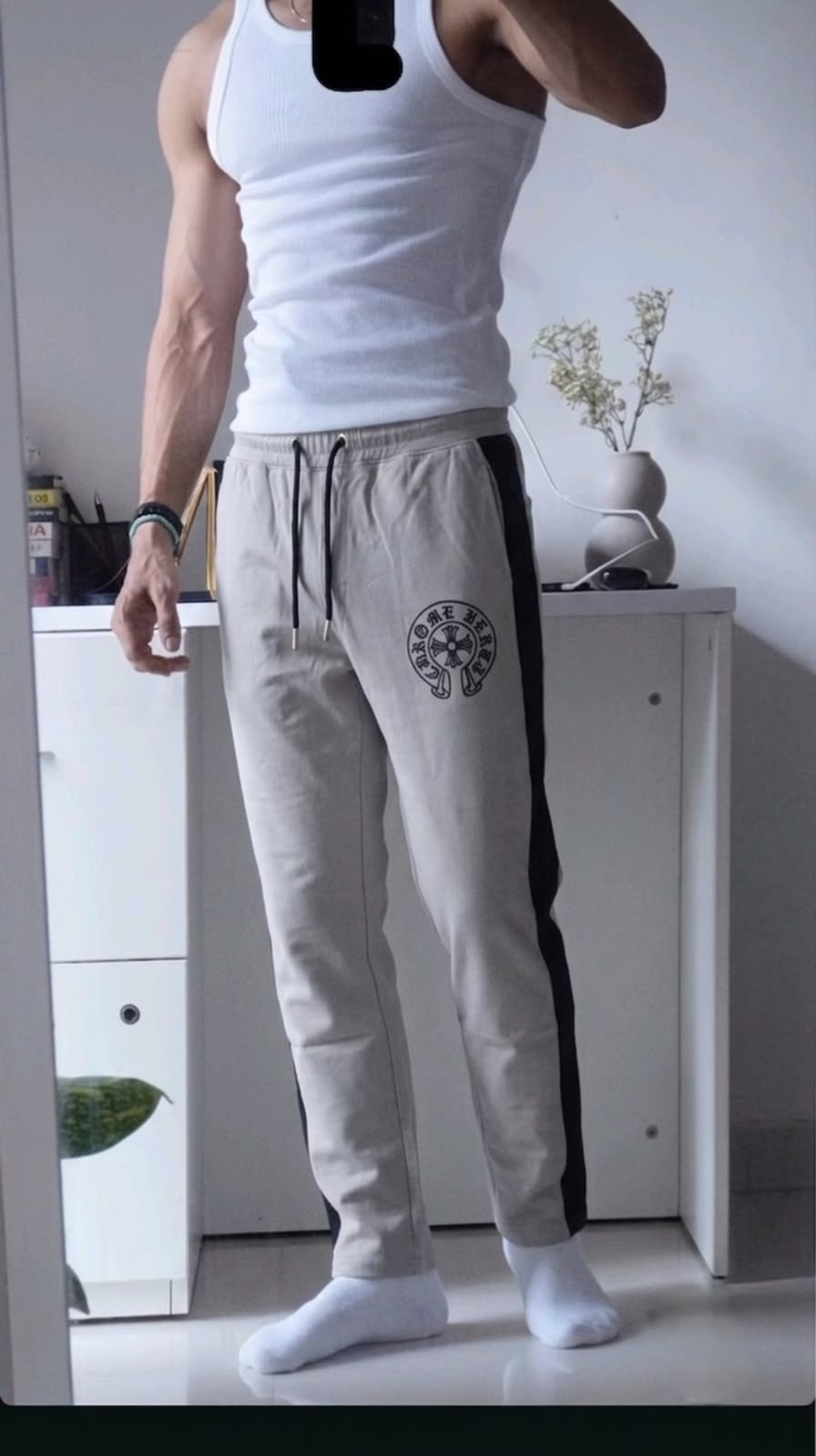 Cross Side Stripe Sweatpants