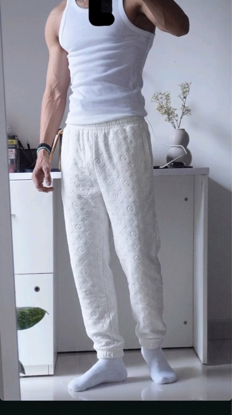 Luxe Monogram Sweatpants White