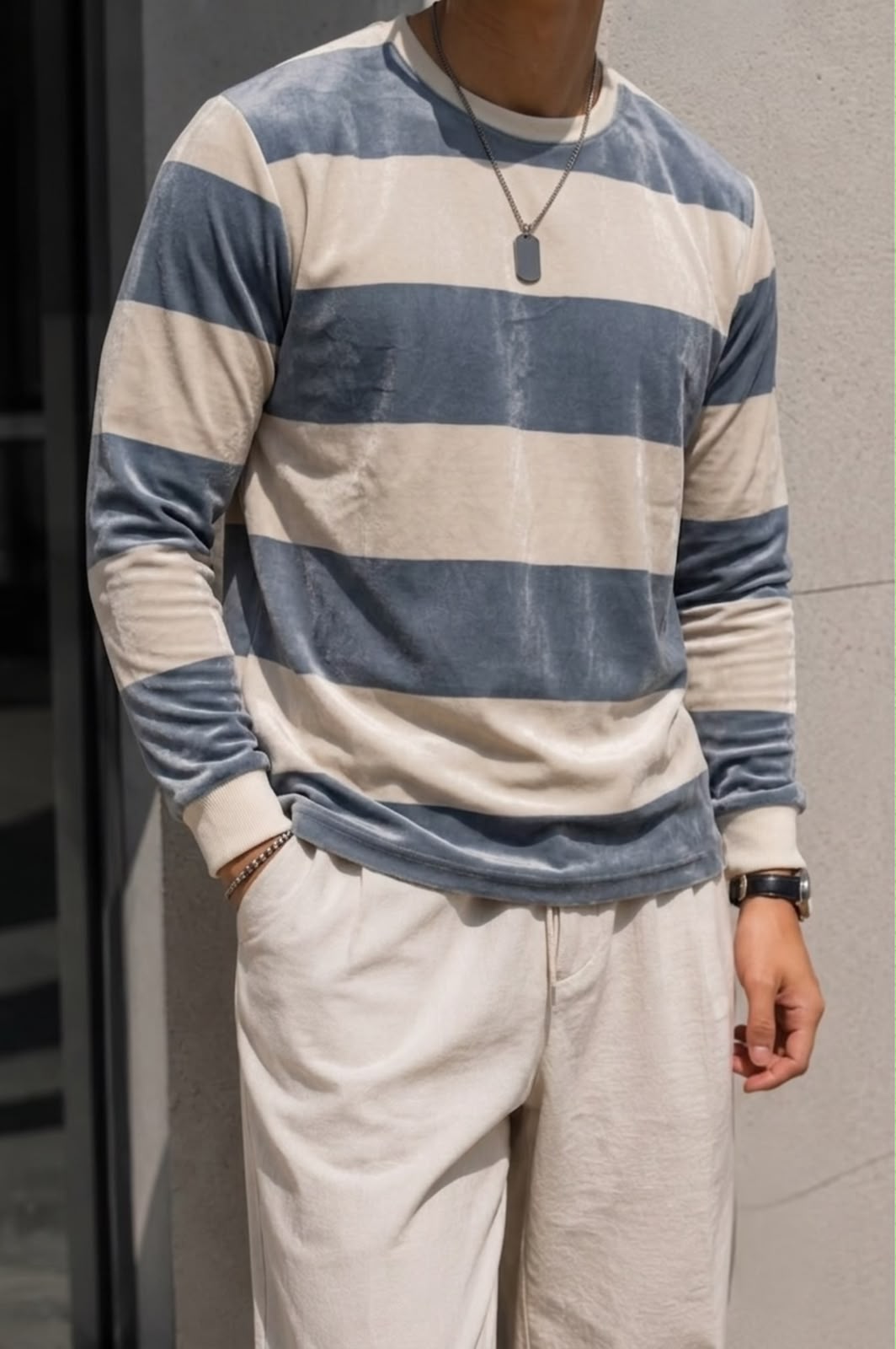 Harbor Stripe Plush Sweatshirt