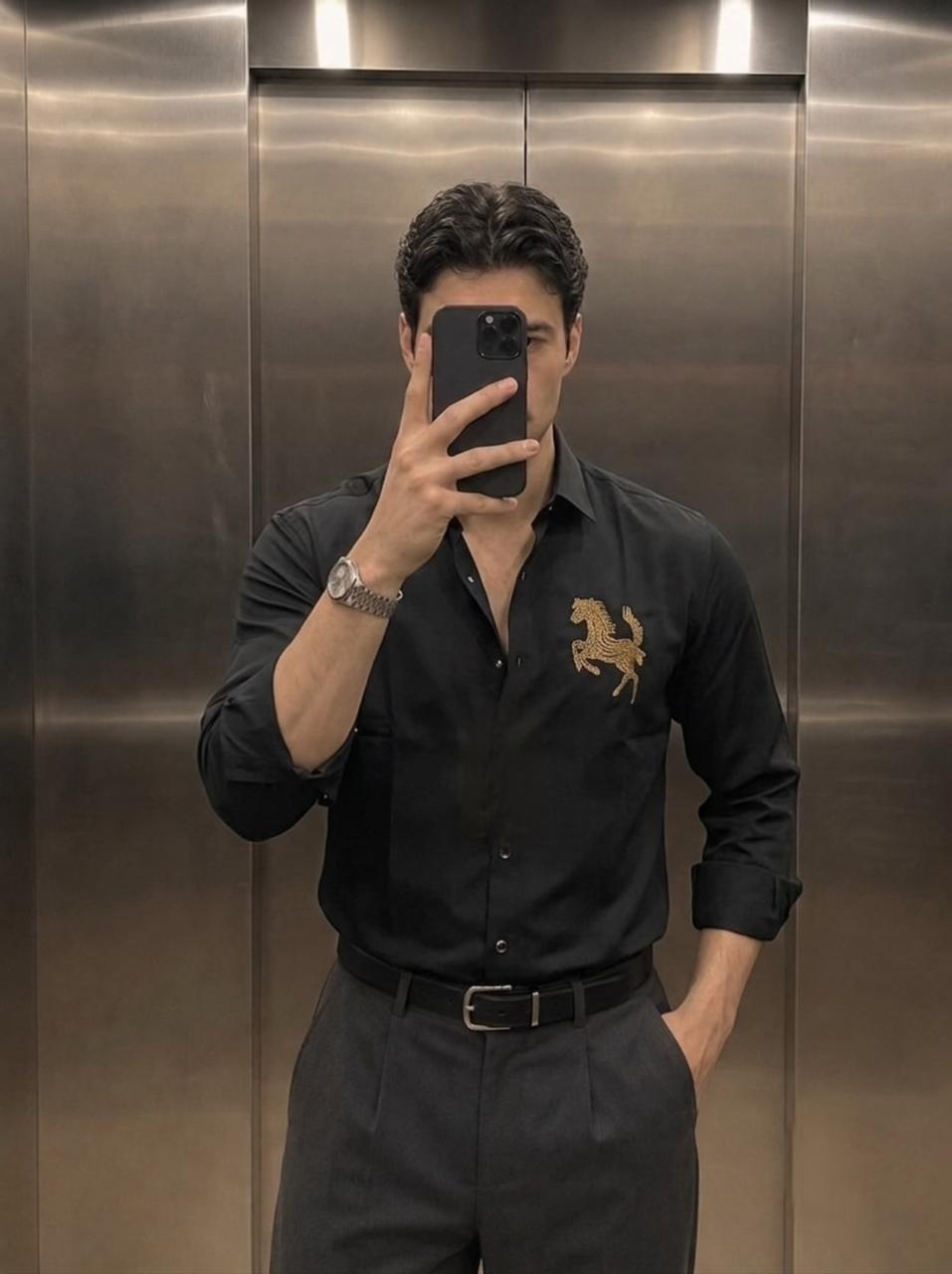 Horse Jungle Luxe Shirt - Black