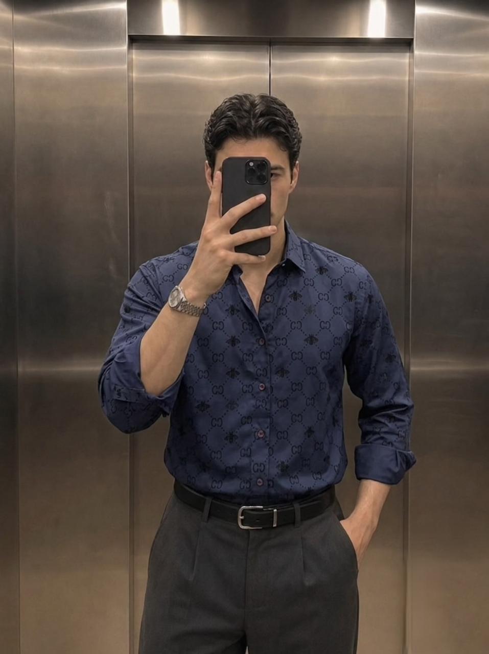 GG Logo Solid Shirt - Navy