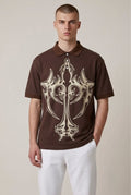 GENZ PRINTED LYCRA TSHIRT - BROWN