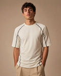 Striped Solid Plain Tshirt - White