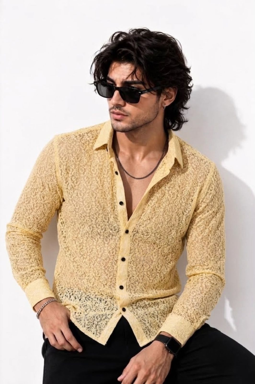 Mesh Mirage Weave Shirt - beige